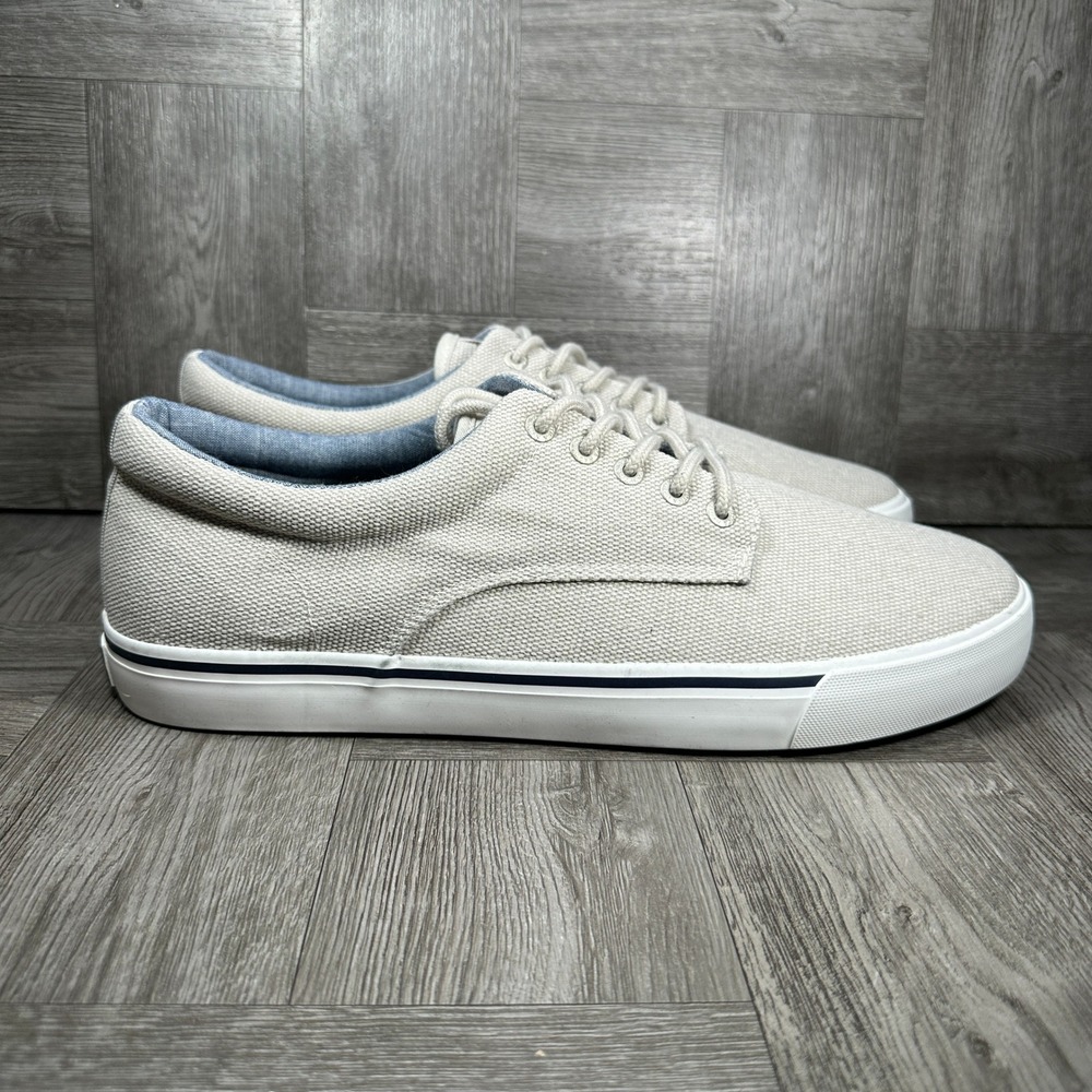 Nautica Sneaker Cozza Men 13 Beige Canvas Low Top Lace Up NEW COZZA